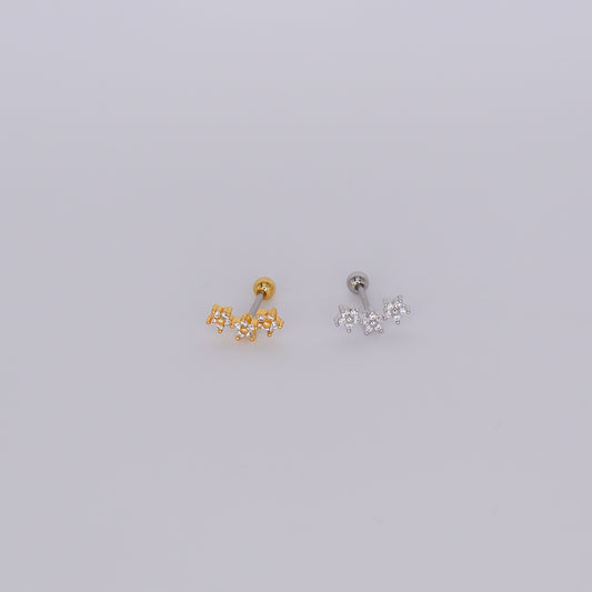 Piercing Bolinha Aço Inoxidável 3 Flores