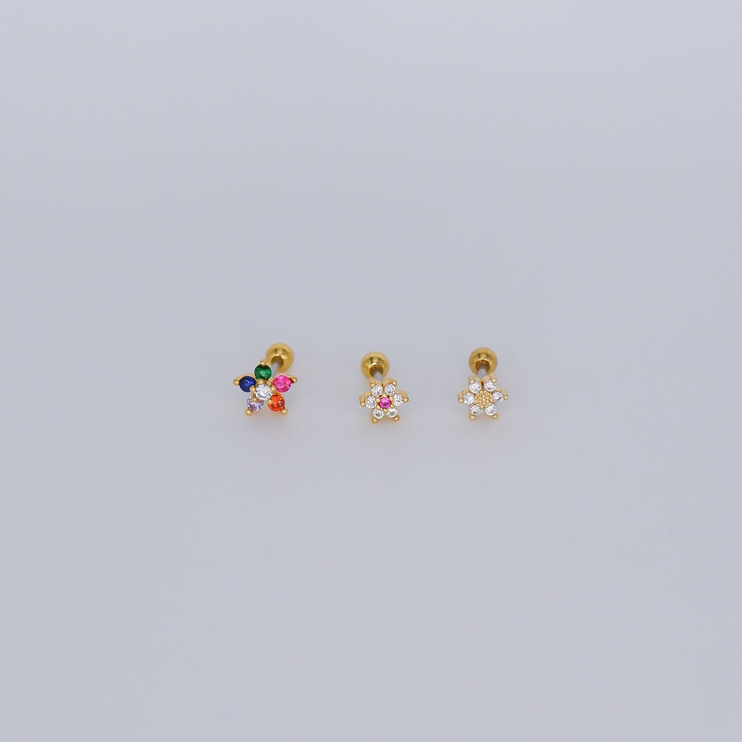 Piercing Bolinha Aço Inoxidável Flores