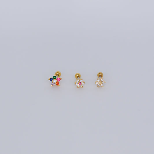Piercing Bolinha Aço Inoxidável Flores