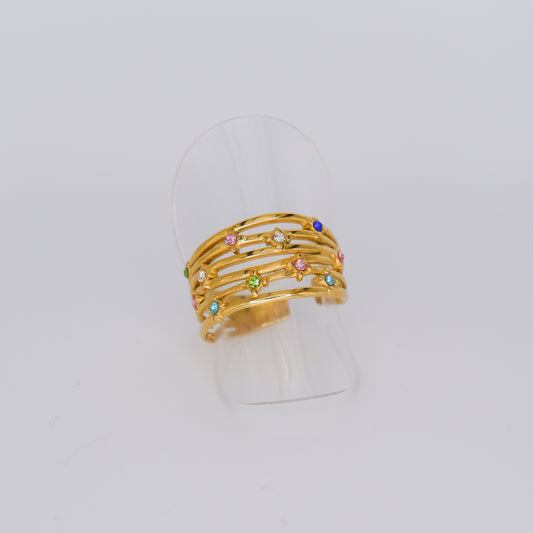 Anel Dourado Colorido