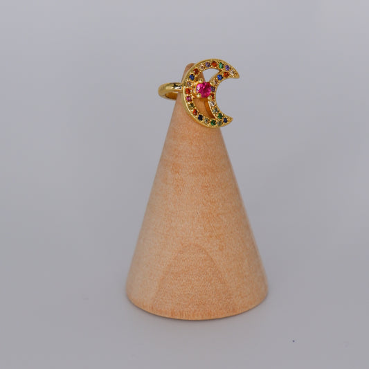 Earcuff Dourada e Lua Colorida