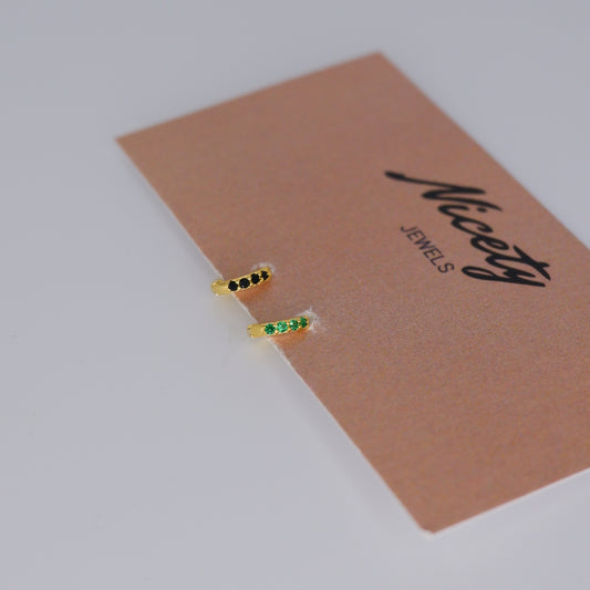 Mini Argolas 4,5mm S925 Dourada Preta e Verde