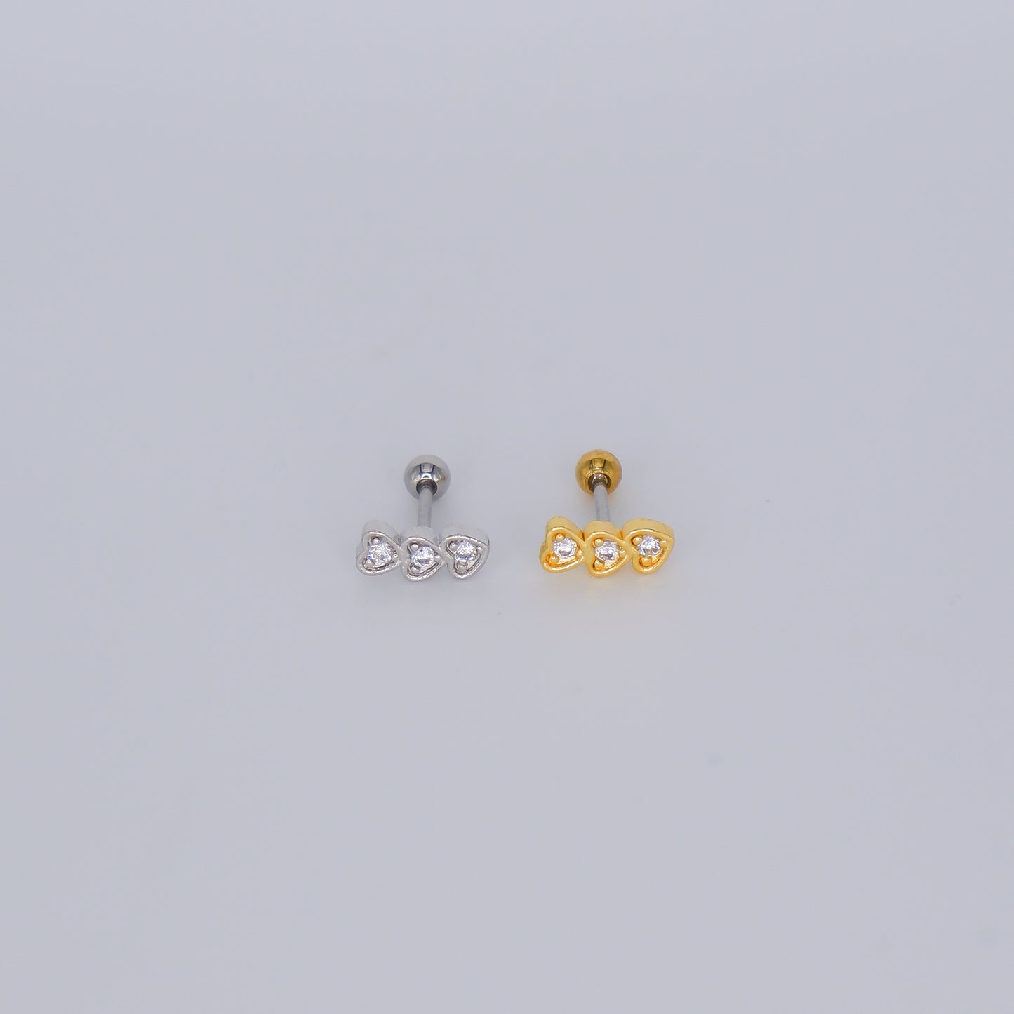 Piercing Bolinha Aço Inoxidável 3 Corações