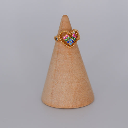 Earcuff Hipoalergénica Coração Colorido