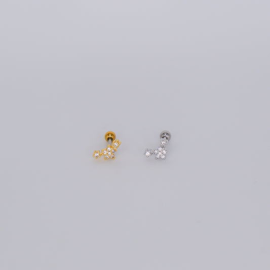 Piercing Bolinha Aço Inoxidável 3 Flores
