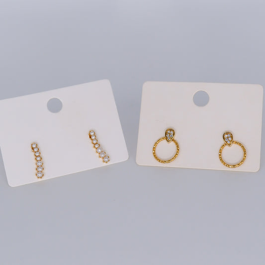 Brinco Círculo e Pérolas