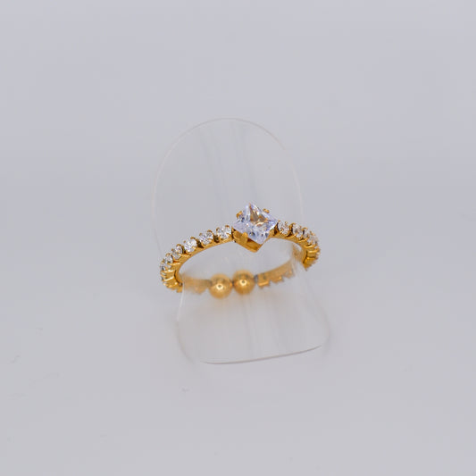 Anel Ajustável Dourado Riviera Transparente