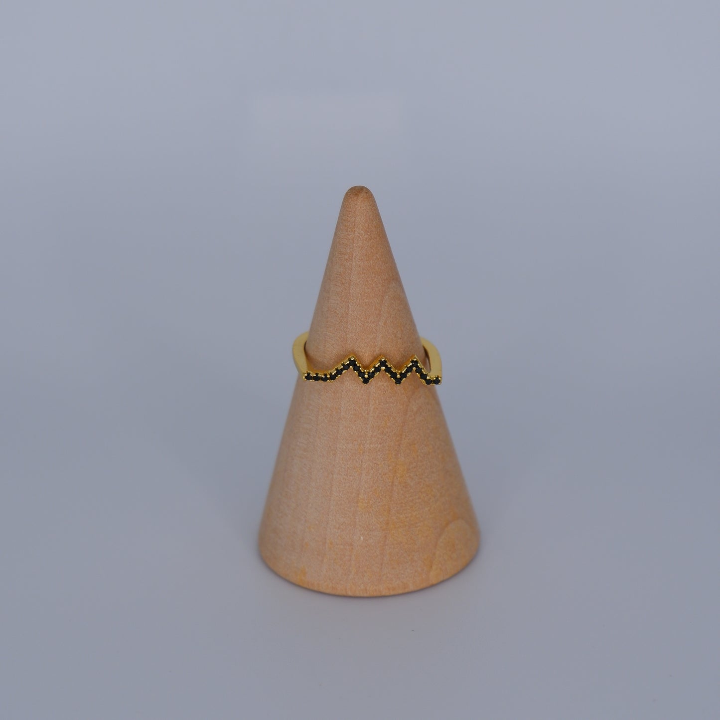Anel S925 zigzag preto