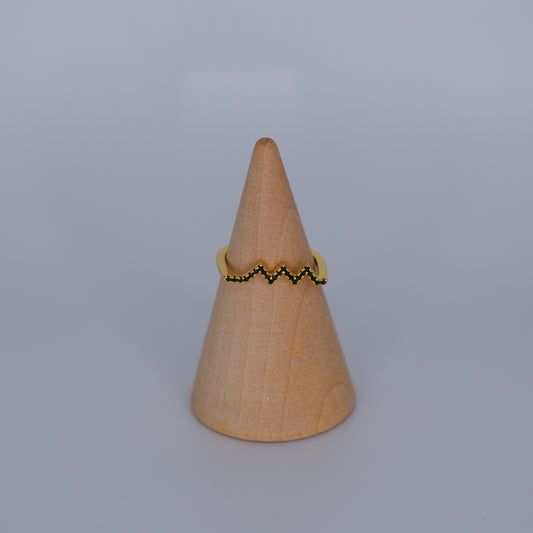 Anel S925 zigzag preto