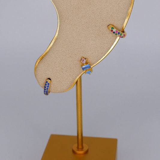 Argola S925 Colorida c/ Brilhantes