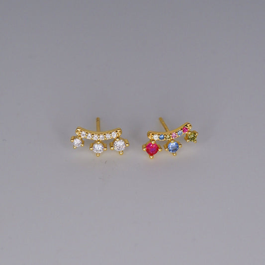 Brincos Espeto S925 3 Pedras