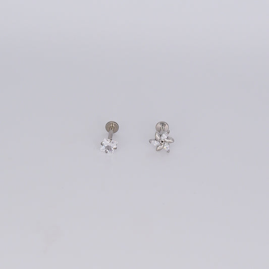 Piercing Achatado Quadrado e Flor