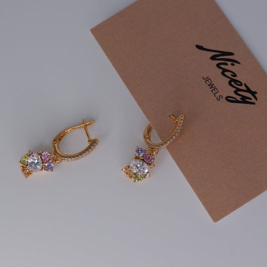 Argola Hipoalergénica Brilhantes Pendentes Tons Pastel