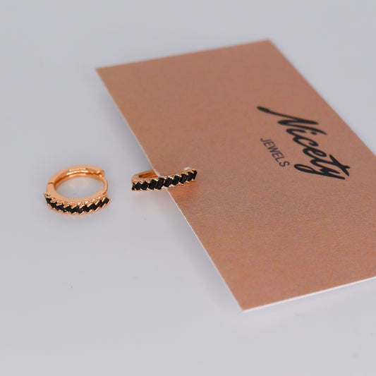 Argola Hipoalergénica Brilhantes Risquinhos Pretos