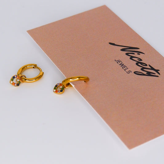 Argola Dourada Coração Colorido