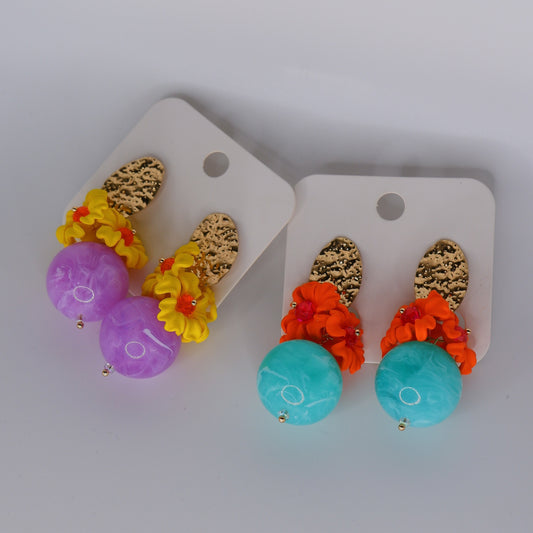 Brincos com Flores e Bolas