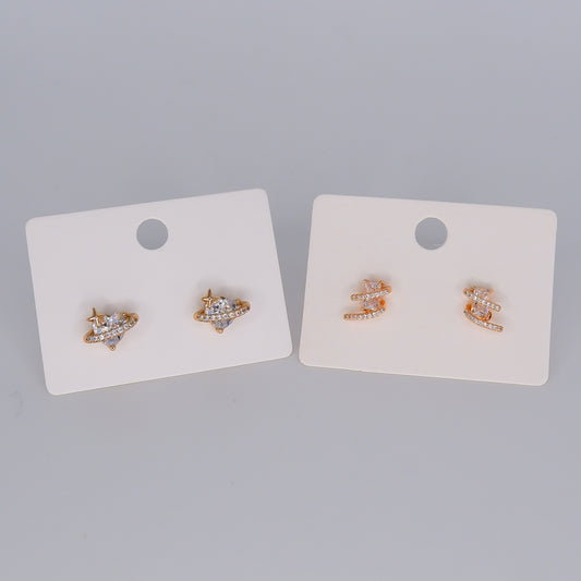 Brincos de Espeto Hipoalergénicos Coração e Retângulo Brilhante