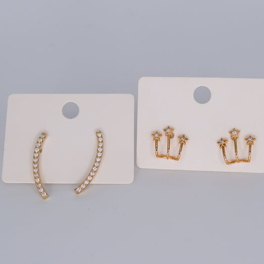 Brincos de Espeto Linha Brilhante e 3 Estrelas