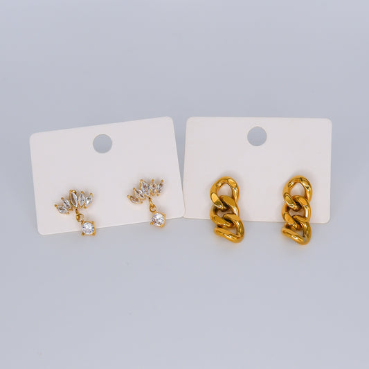 Brinco de Espeto Flor com Pendente e Corrente