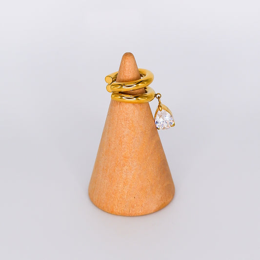 Earcuff Dourada Brilho Pendente