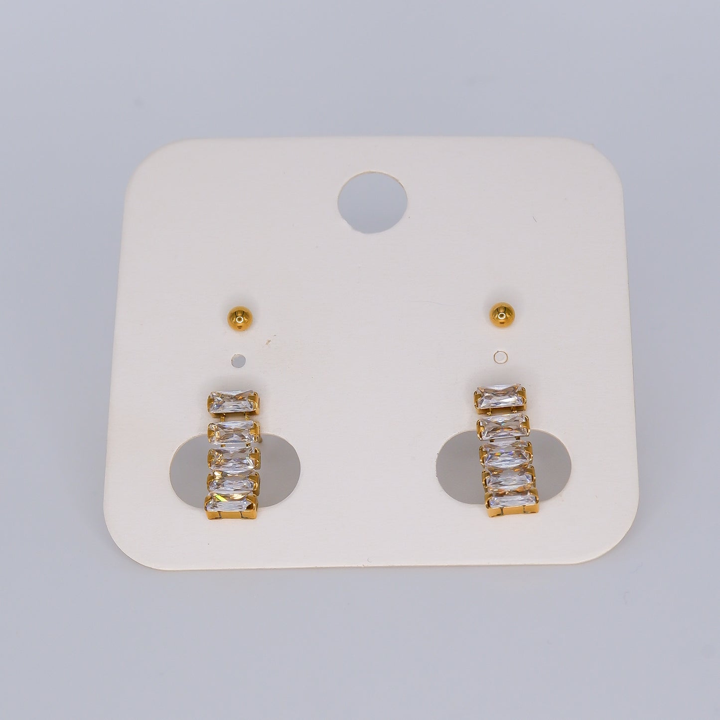 Brinco de Espeto 2 Bolinhas + Brilhos em Linha