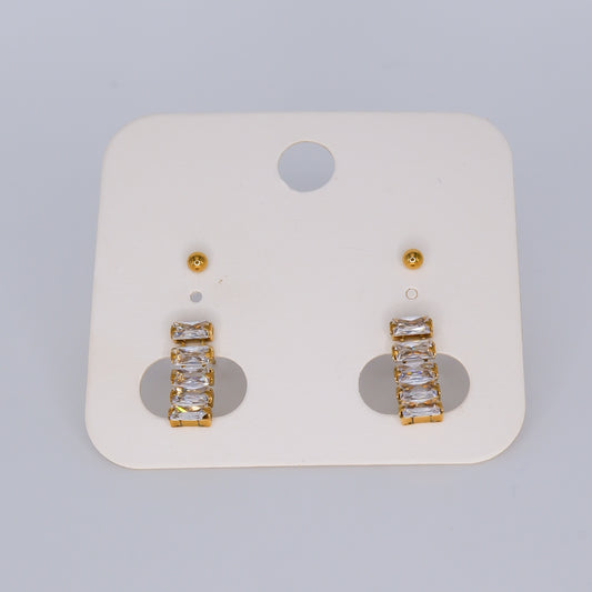 Brinco de Espeto 2 Bolinhas + Brilhos em Linha