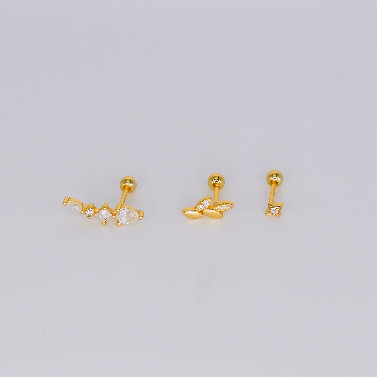 Piercings Bolinha Dourados #42 Longo, Folha e Estrela