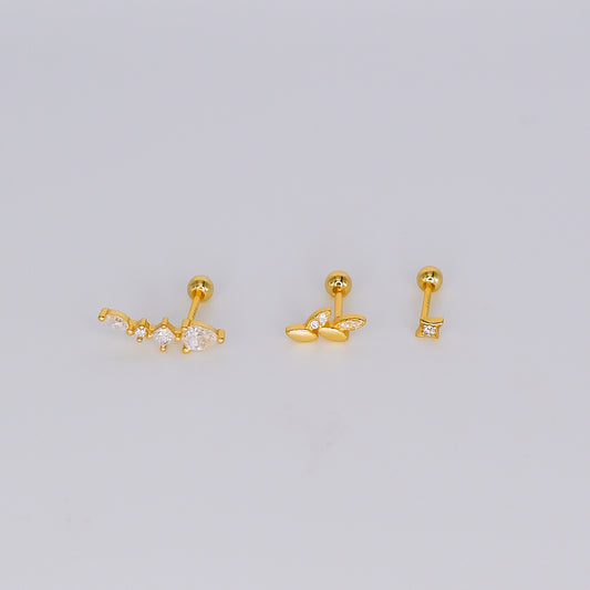 Piercings Bolinha Dourados #42 Longo, Folha e Estrela