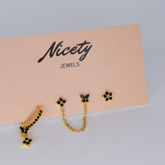 Pack Dourado e Preto Flores e Borboletas