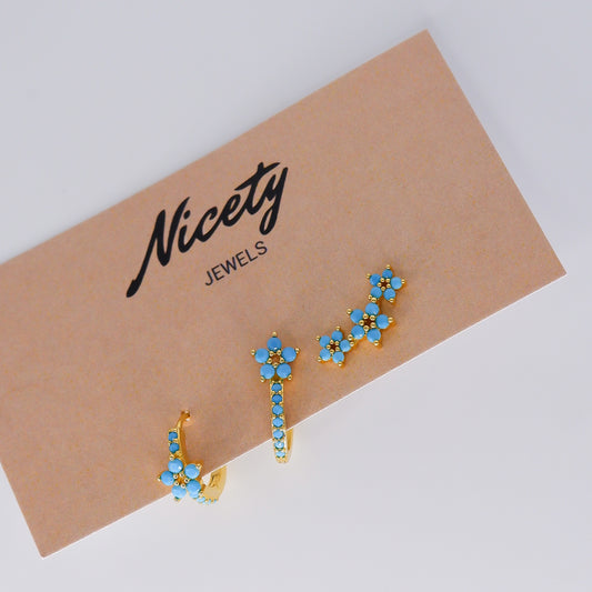 Pack Dourado Azuis Flores