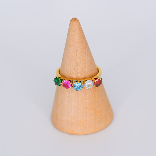 Anel 5 Pedras Multicolor