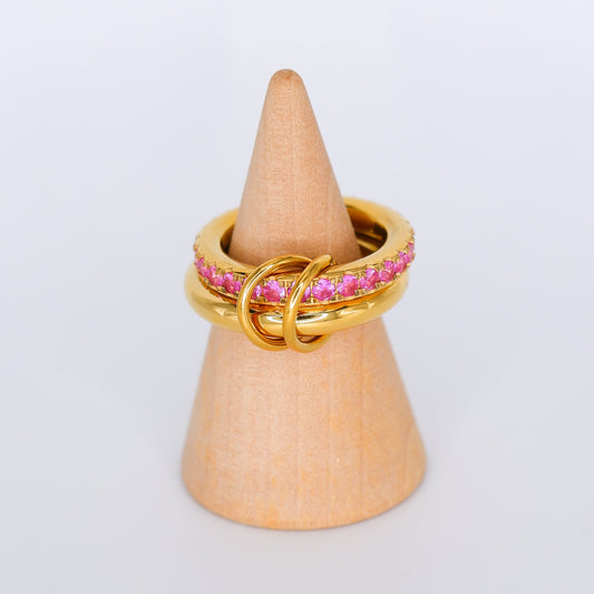 Anel Brilhante Duplo Rosa