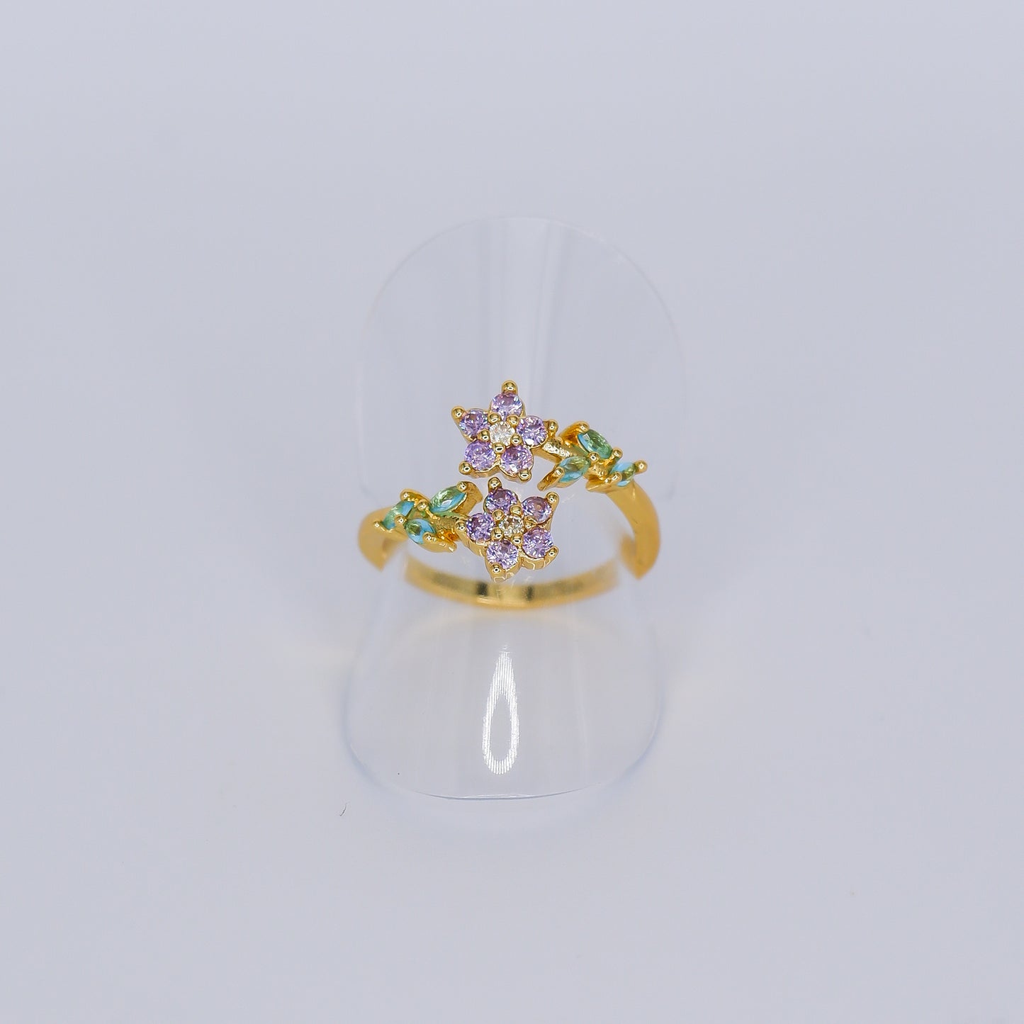 Anel Ajustável Flores Brilhantes