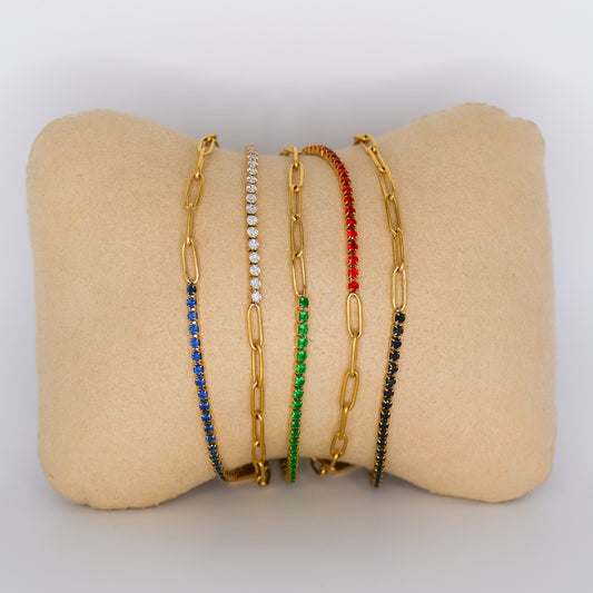 Pulseira Aço Inoxidável Corrente e Reviera