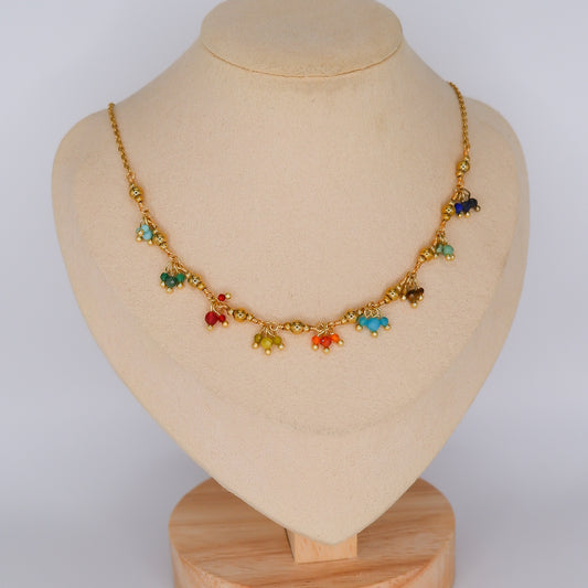 Colar Bolinhas Pendentes Multicolor