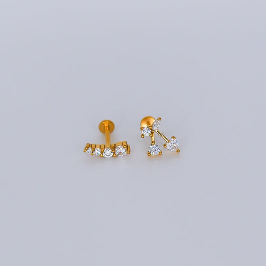 Piercing Achatado 4 Brilhos e Cereja