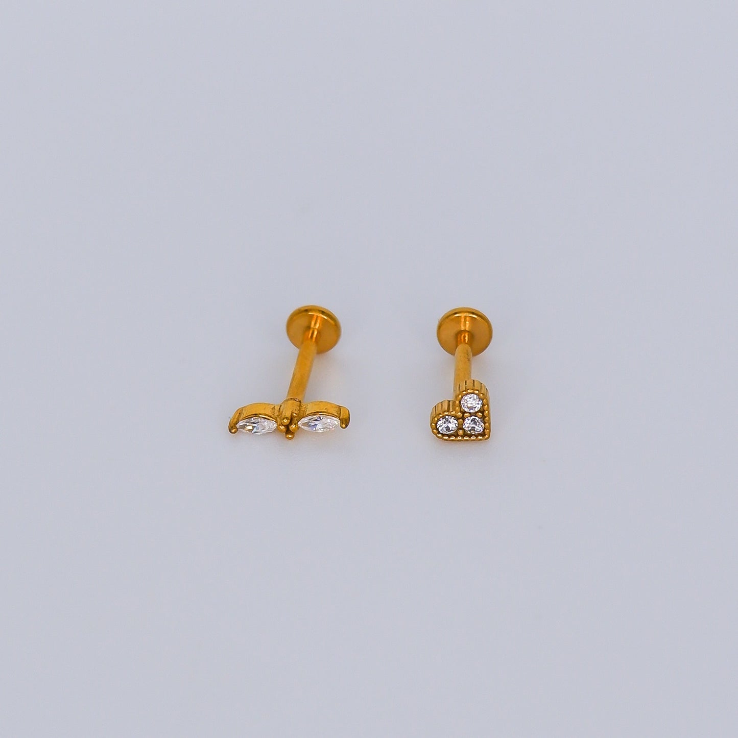 Piercing Achatado 2 Brilhos e Coração