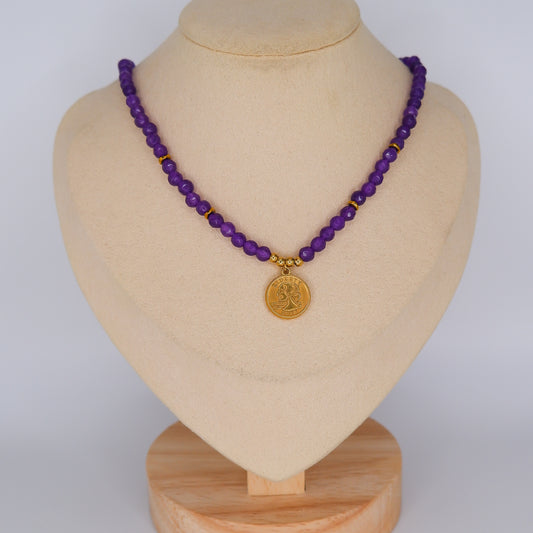 Colar Pedras Roxas com Pendentes