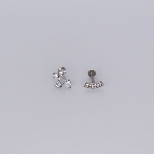 Piercing Achatado Cereja e Brilhos