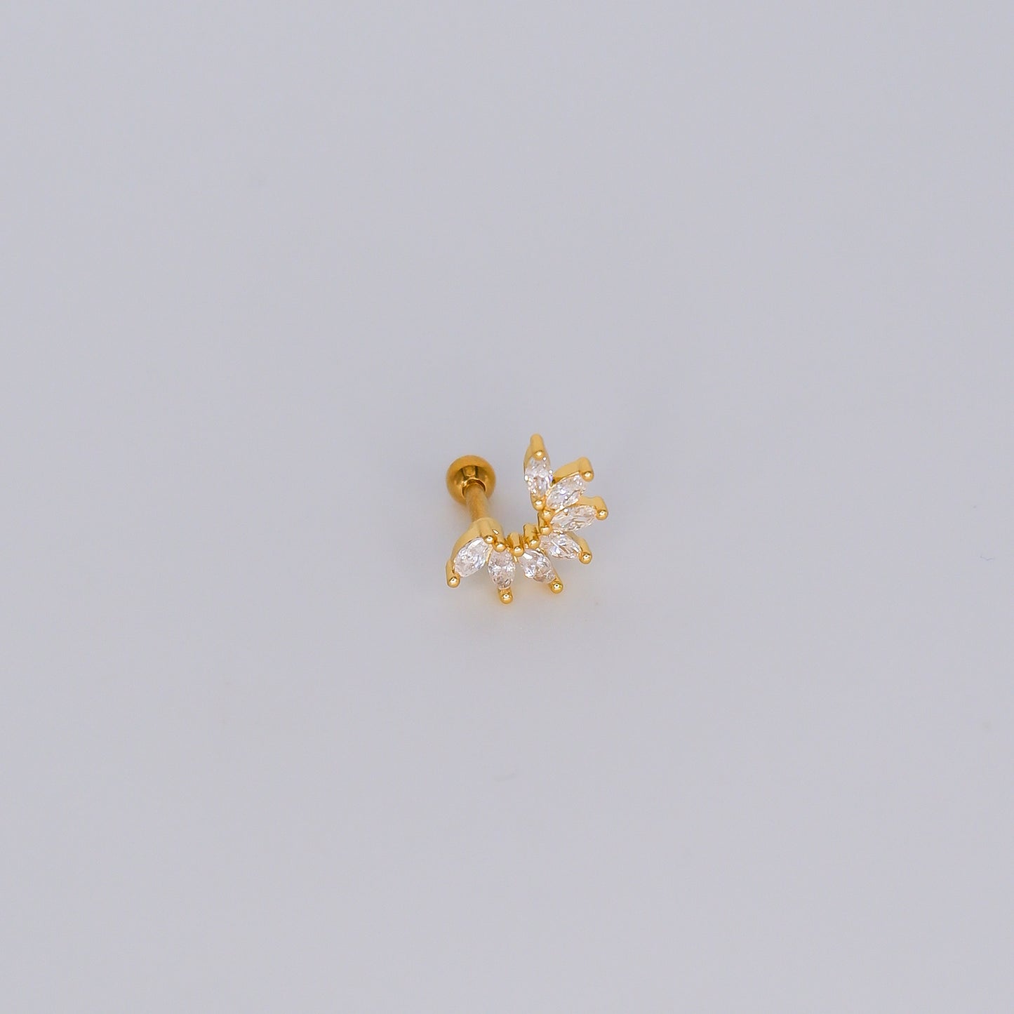 Piercing Bolinha Aço Inoxidável Curvo Brilhante