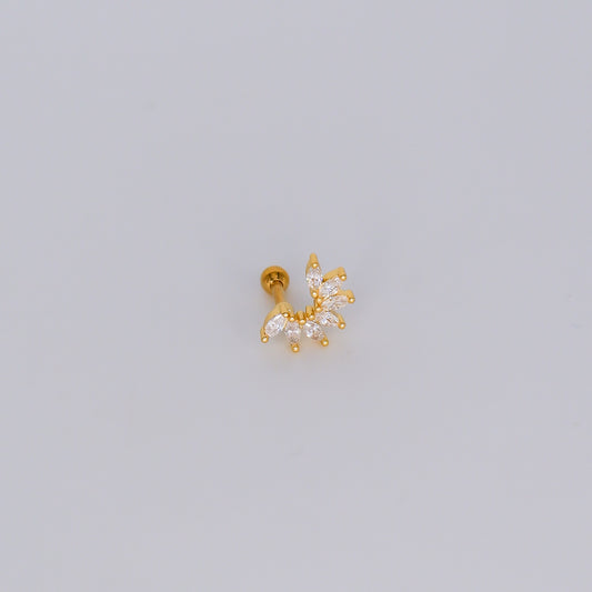 Piercing Bolinha Aço Inoxidável Curvo Brilhante