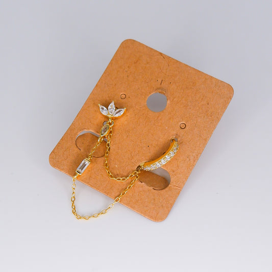 Argola S925 com Brinco de Espeto e Corrente e Flor