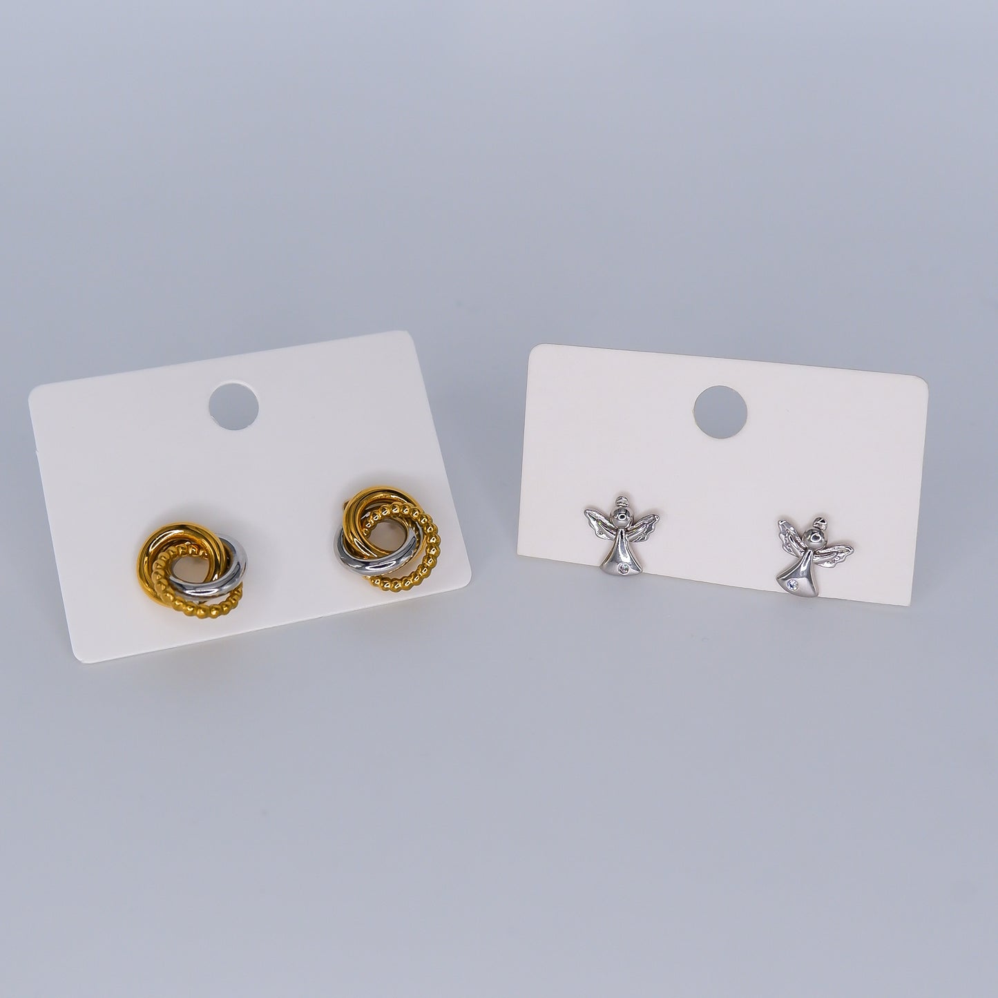 Brinco de Espeto Circular Bicolor e Anjos