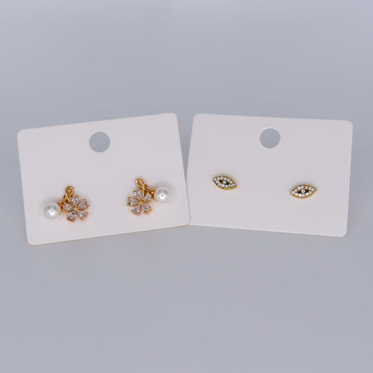 Brinco Hipoalergénico de Espeto Flor com Pérola e Olhos