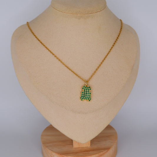 Colar Urso Brilhante Verde