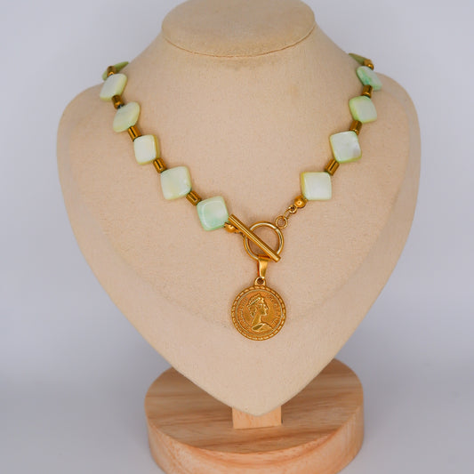 Colar Pedras Verde com Pendente