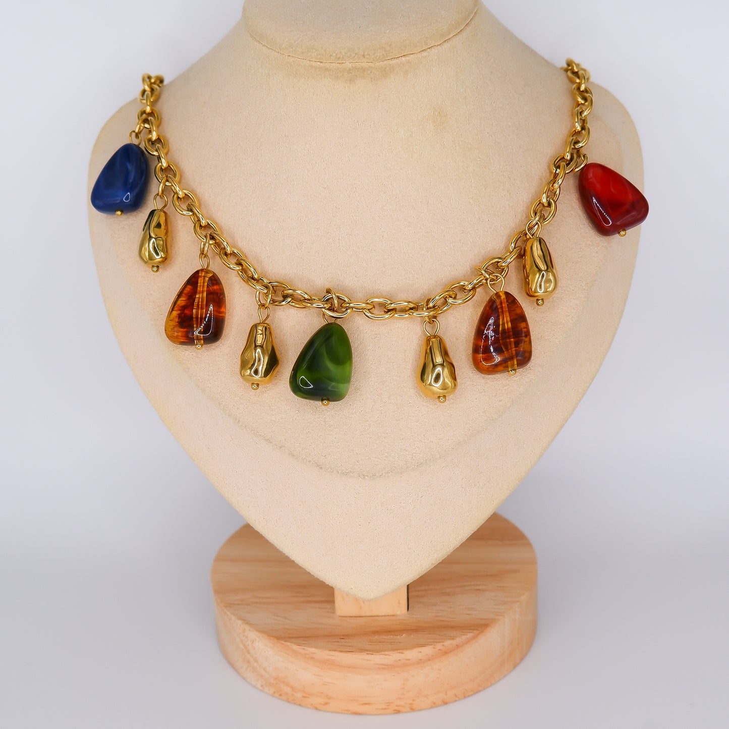 Colar Pedras Coloridas Pendentes