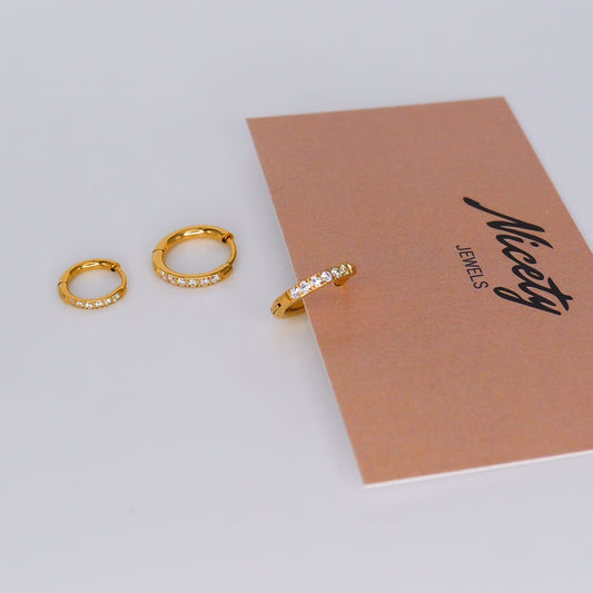 Argola Dourada com Brilhos Fina