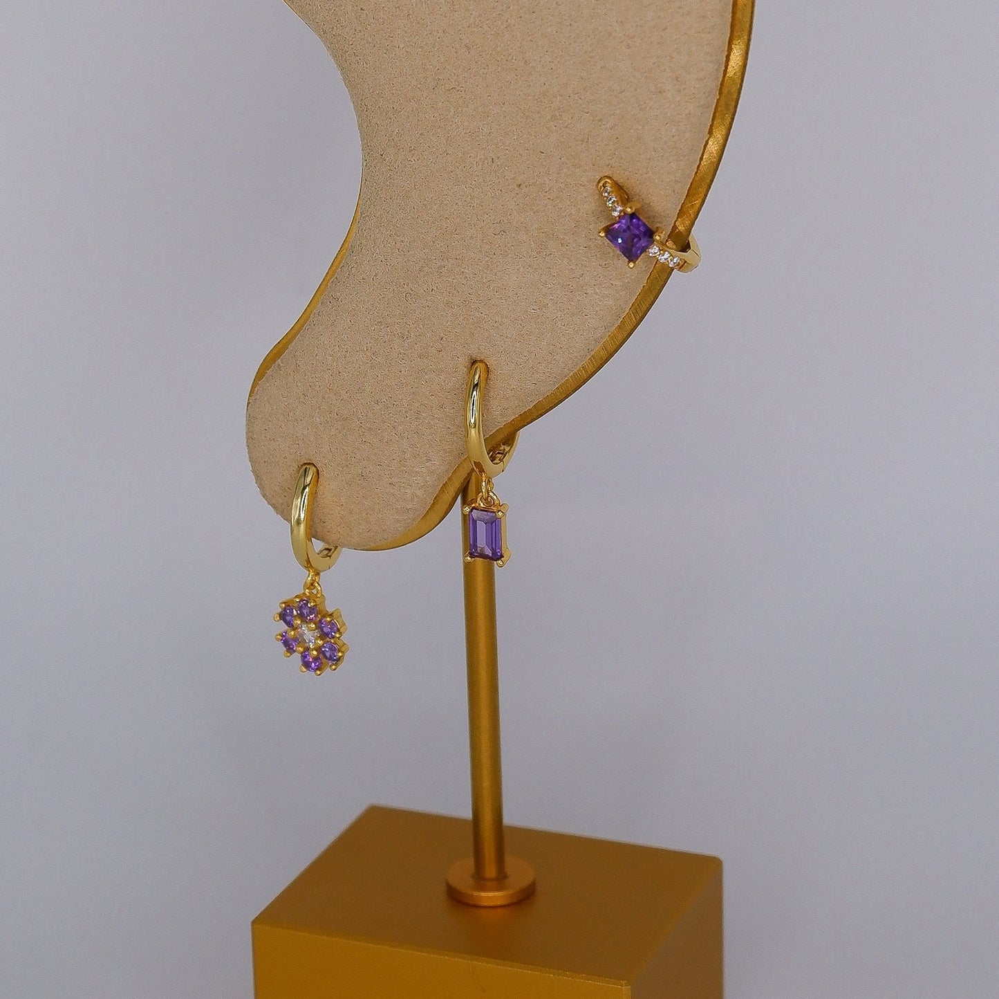 Argola S925 lilás com transparente