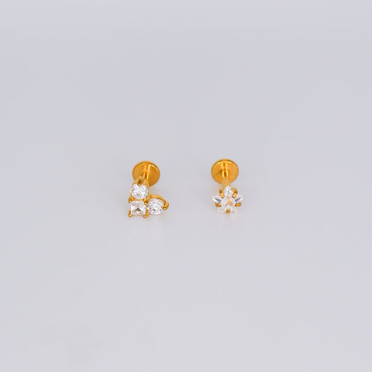 Piercing Achatado 3 Brilhos e Estrela